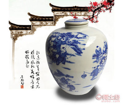 【良宇陶瓷景德鎮(zhèn)廠家直銷陶瓷50斤裝青花百子圖無孔平蓋瓶藝術陶瓷酒壇】昌江區(qū)良宇陶瓷廠 - 產品庫
